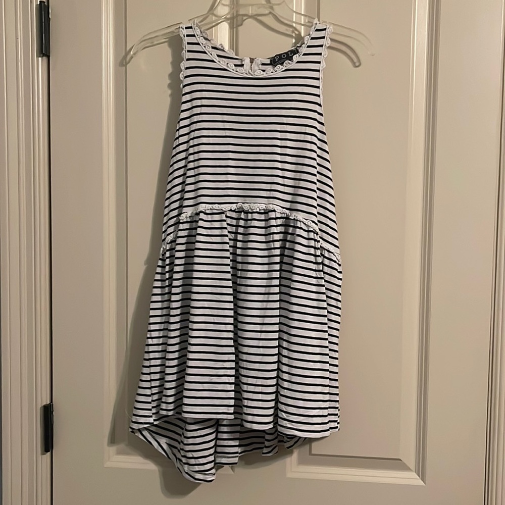 Pol Black and White Striped Oversized Tank, Size L